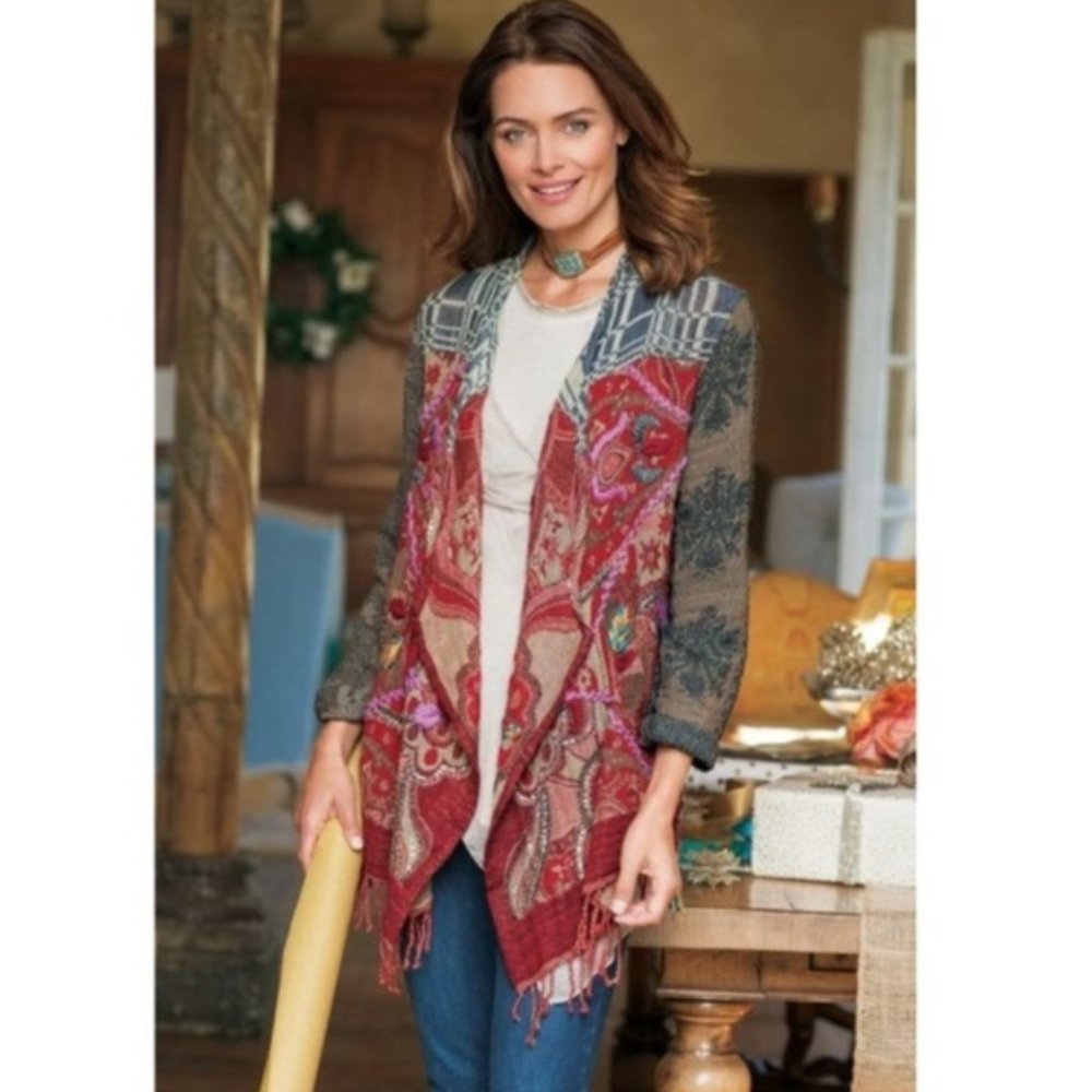 Soft Surroundings Juliette Fringe Wool Cardigan 3X